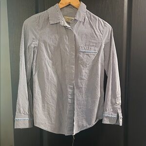 MaxMara Button Down Blue and White Striped Shirt